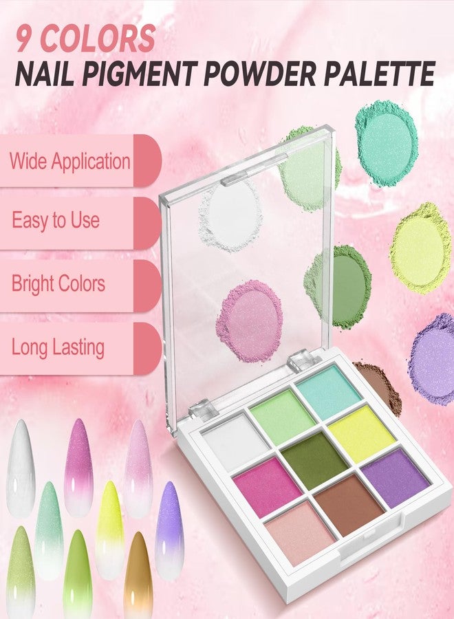 درمود لوحة ألوان بودرة تلوين الأظافر، هدايا مثالية لعيد الميلاد للنساء، 9 ألوان بودرة تلوين صلبة للأظافر، تدرج أومبري، مانيكير فرنسي، لوحة فن الأظافر، بودرة لامعة، ألوان فاتحة - Image 2